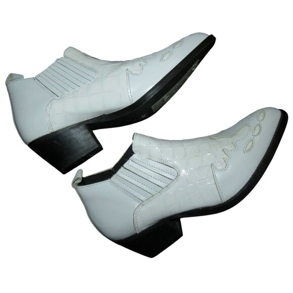 Kurt Geiger London made in Portugal White Leather Croc Embossed Ankle Booties 7 - Picture 7 of 11